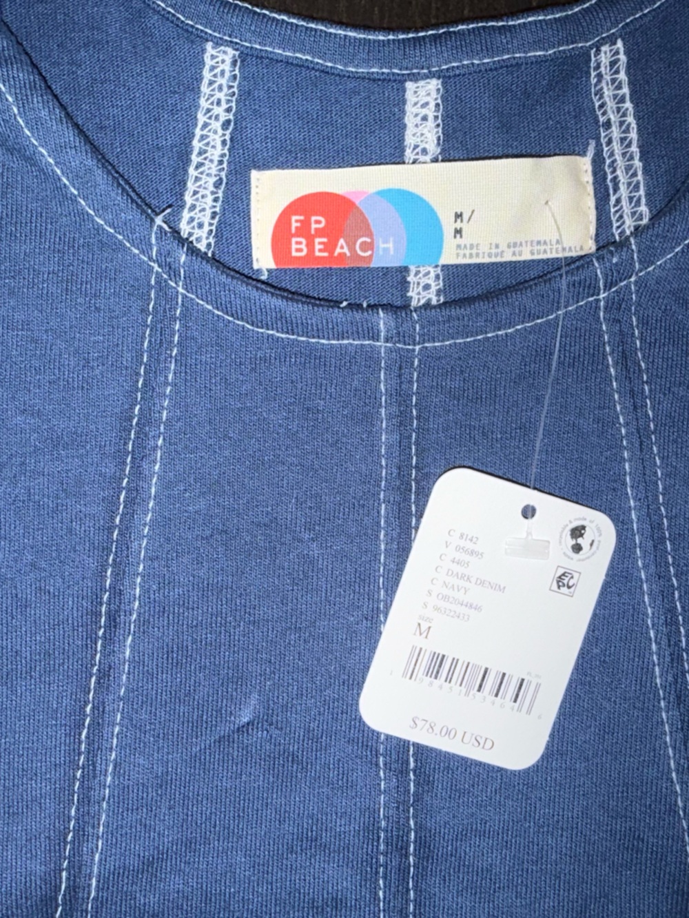Free People Indigo Blue Contrast-Stitch Tank - Picture 7 of 8